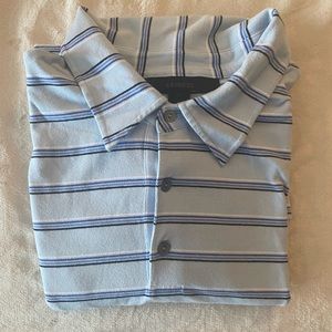 Express Men’s Light Blue Striped Polo Shirt XL